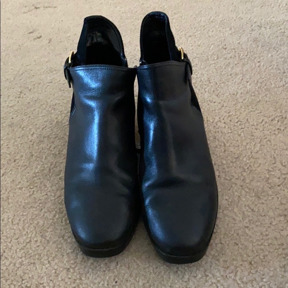 Booties with cute buckle. So comfortable.